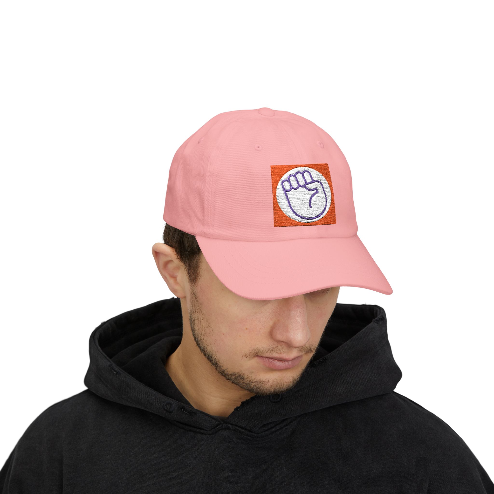 Embroidered Power Fist Dad Cap — Retro Orange Patch Baseball Hat - Image 15