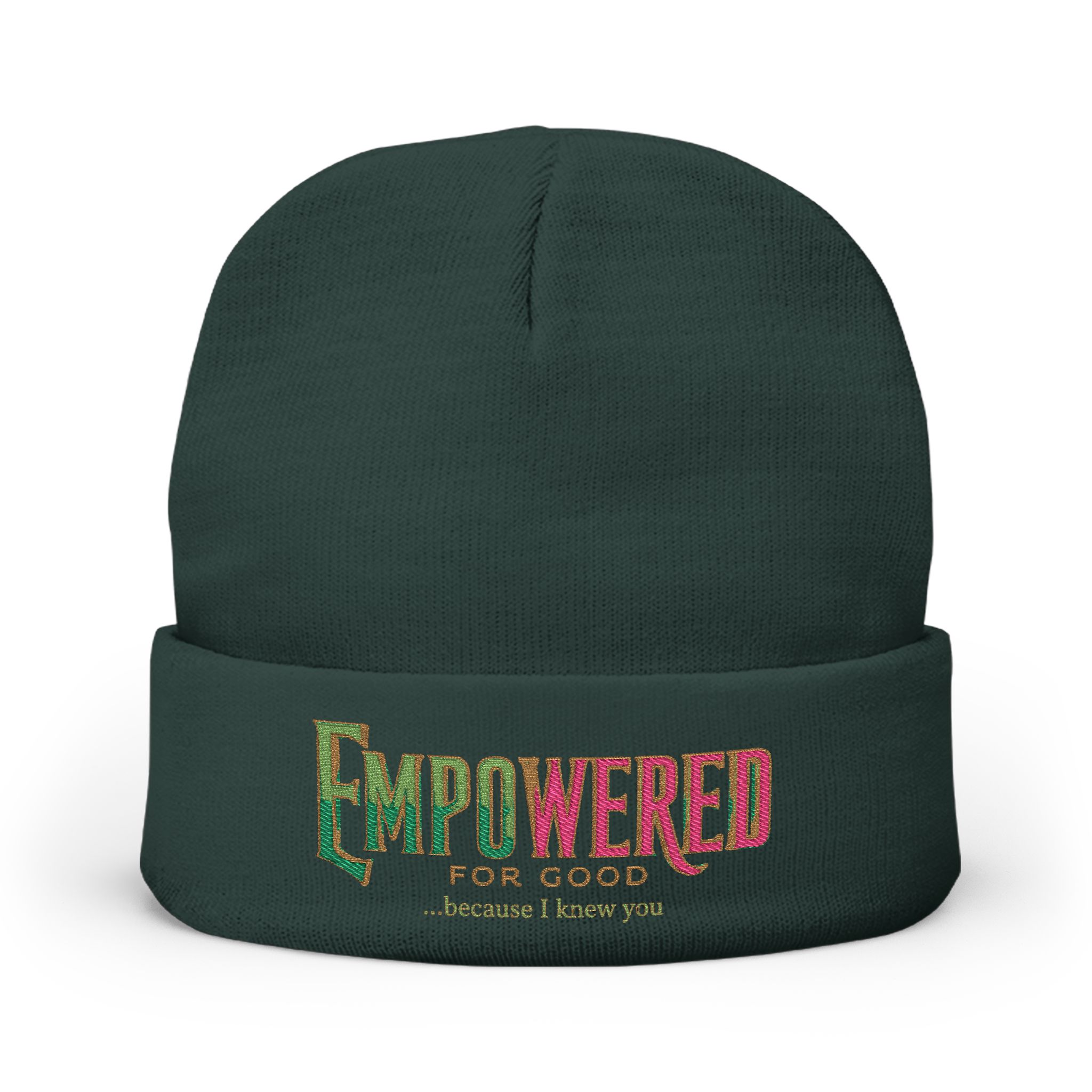 EmPOWERed Knit Beanie — Embroidered 'Empowered' Colorful Cuffed Hat - Image 7