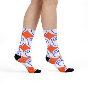 Bold Fist Pattern Crew Socks — Orange Sublimation Graphic Socks