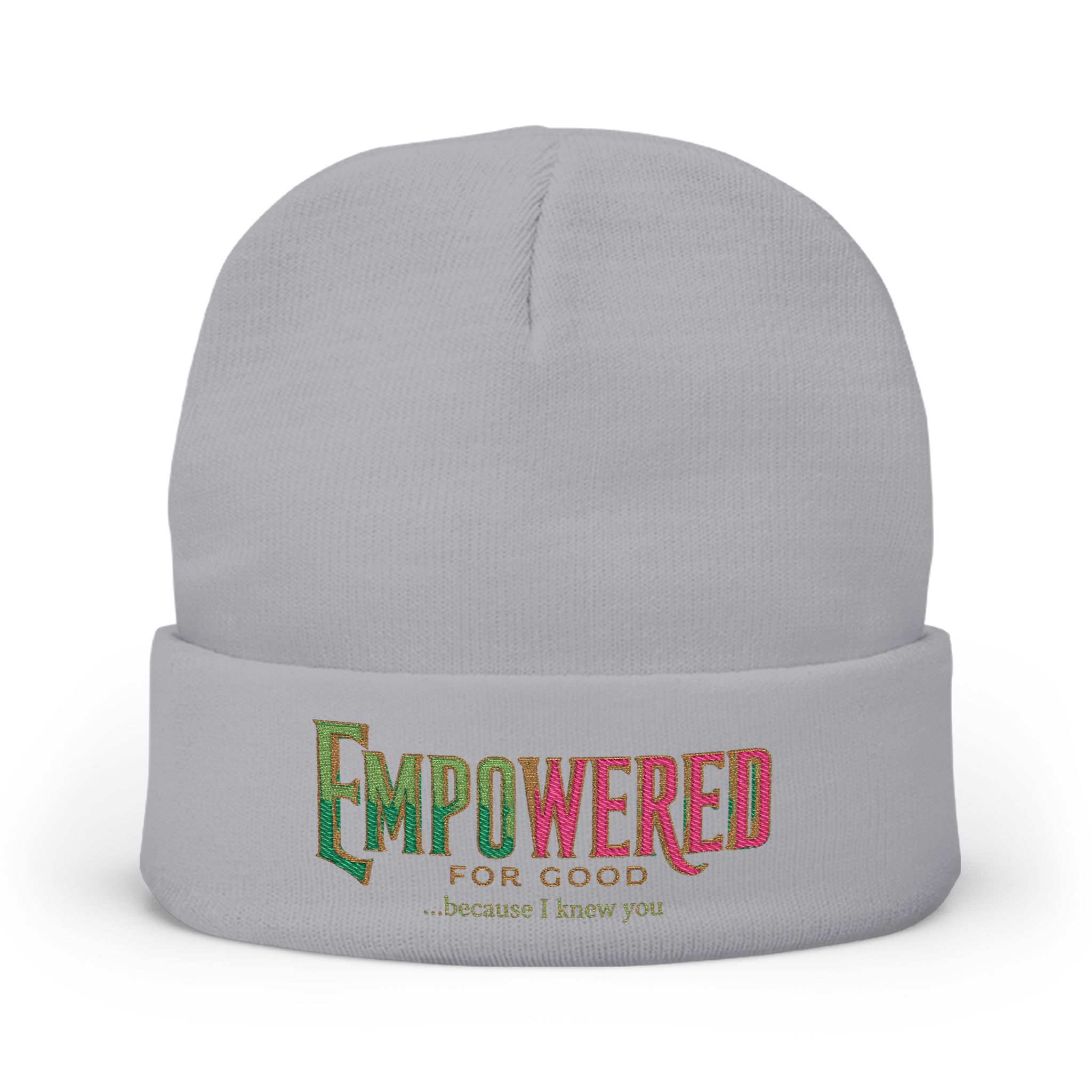 EmPOWERed Knit Beanie — Embroidered 'Empowered' Colorful Cuffed Hat - Image 4
