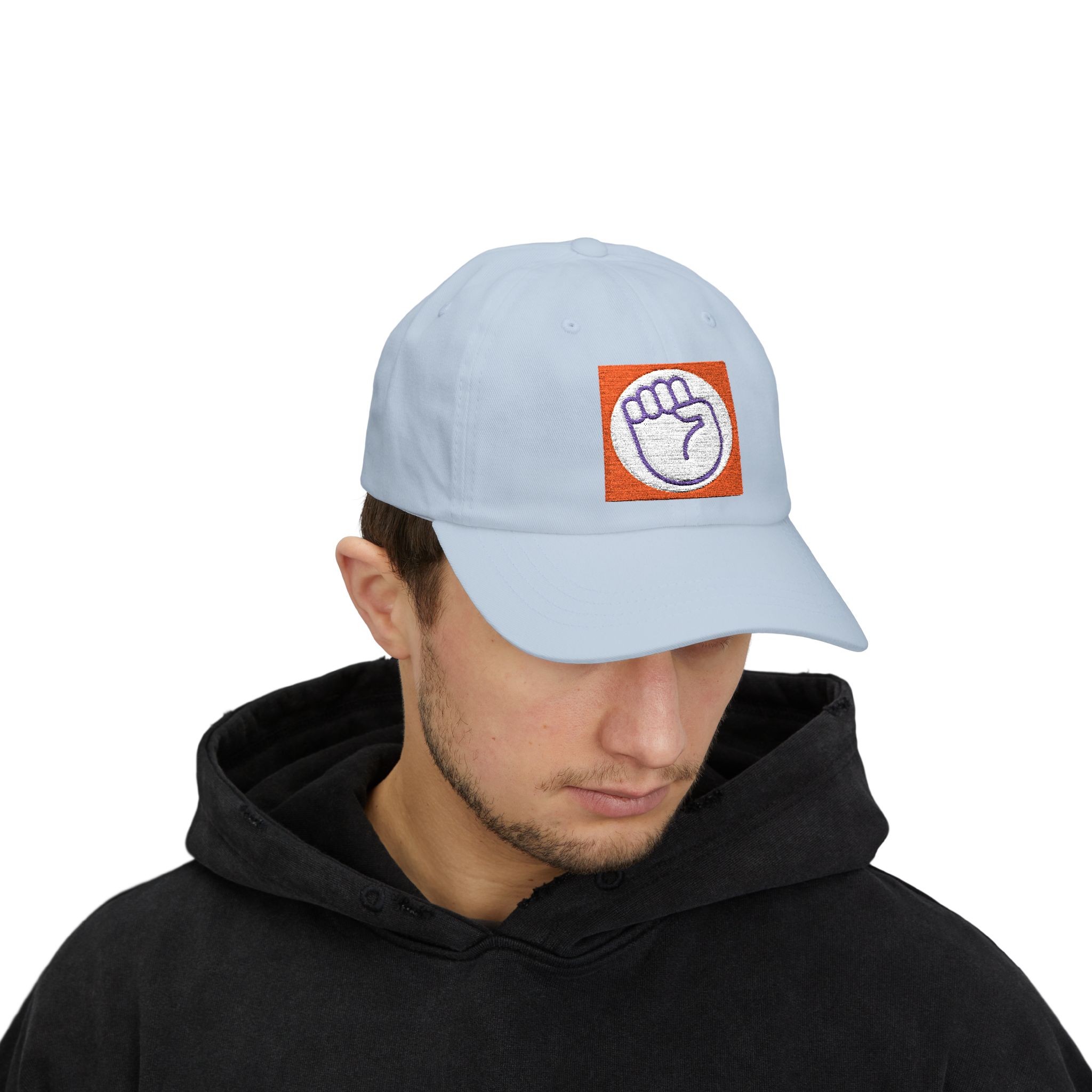 Embroidered Power Fist Dad Cap — Retro Orange Patch Baseball Hat - Image 7