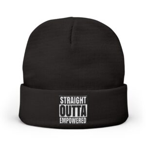 Straight Outta Empowered Knit Beanie — Embroidered 'Empowered Icon' Colorful Cuffed Hat