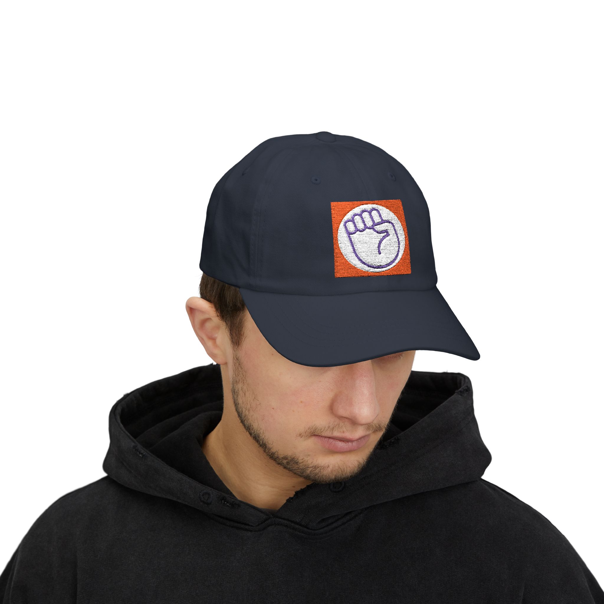 Embroidered Power Fist Dad Cap — Retro Orange Patch Baseball Hat - Image 11
