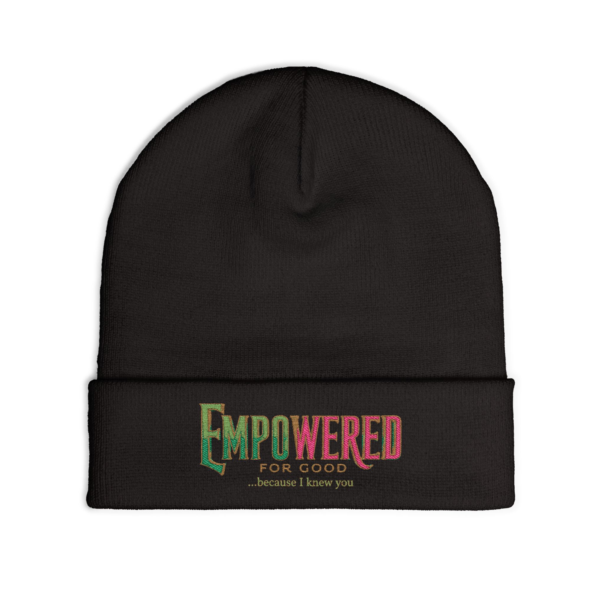 EmPOWERed Knit Beanie — Embroidered 'Empowered' Colorful Cuffed Hat - Image 3