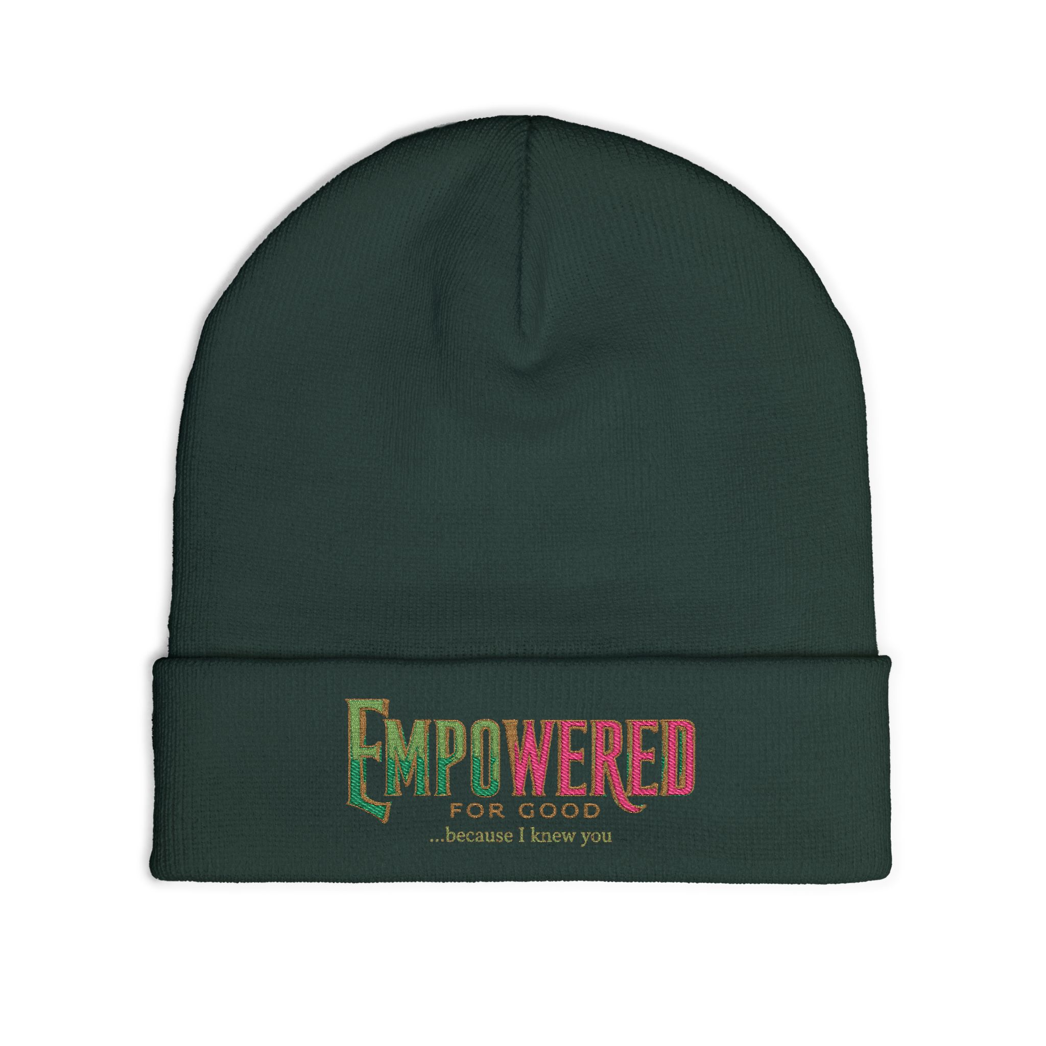 EmPOWERed Knit Beanie — Embroidered 'Empowered' Colorful Cuffed Hat - Image 9