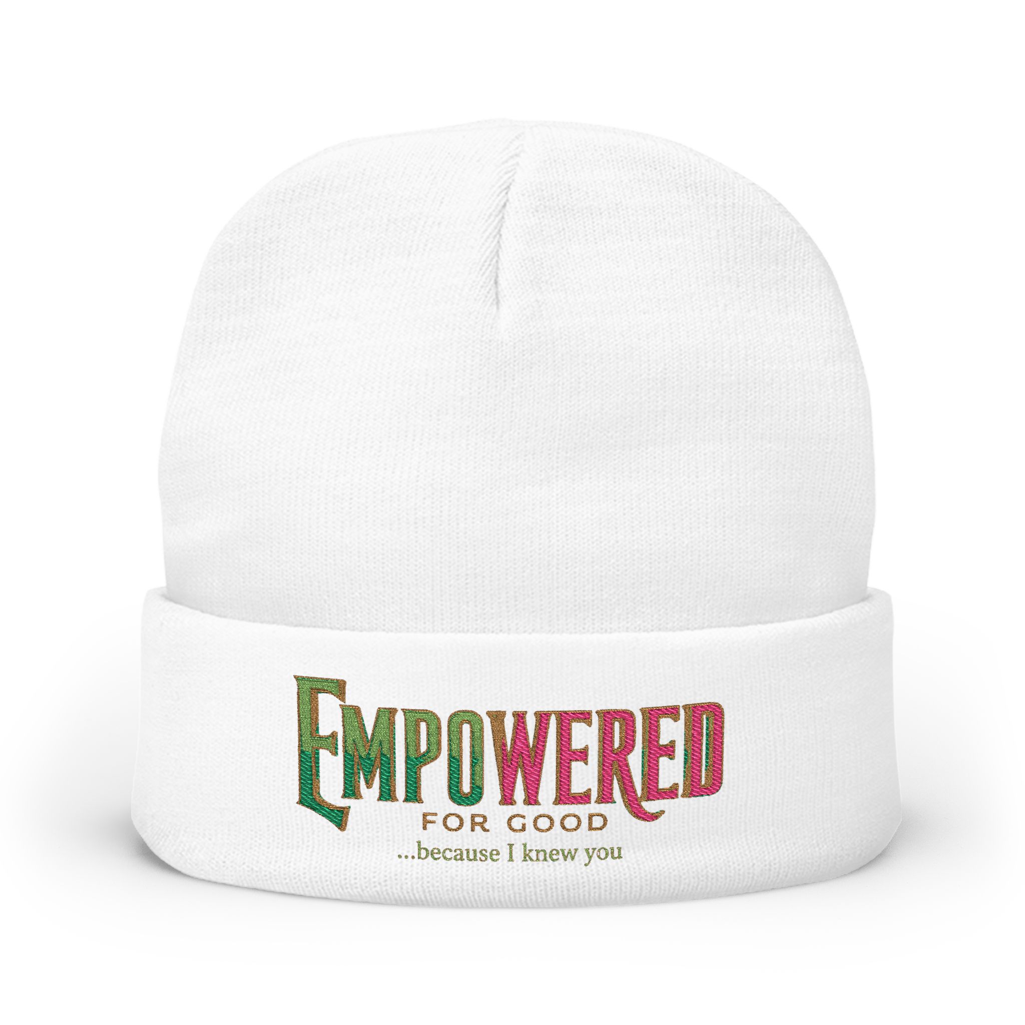 EmPOWERed Knit Beanie — Embroidered 'Empowered' Colorful Cuffed Hat - Image 13