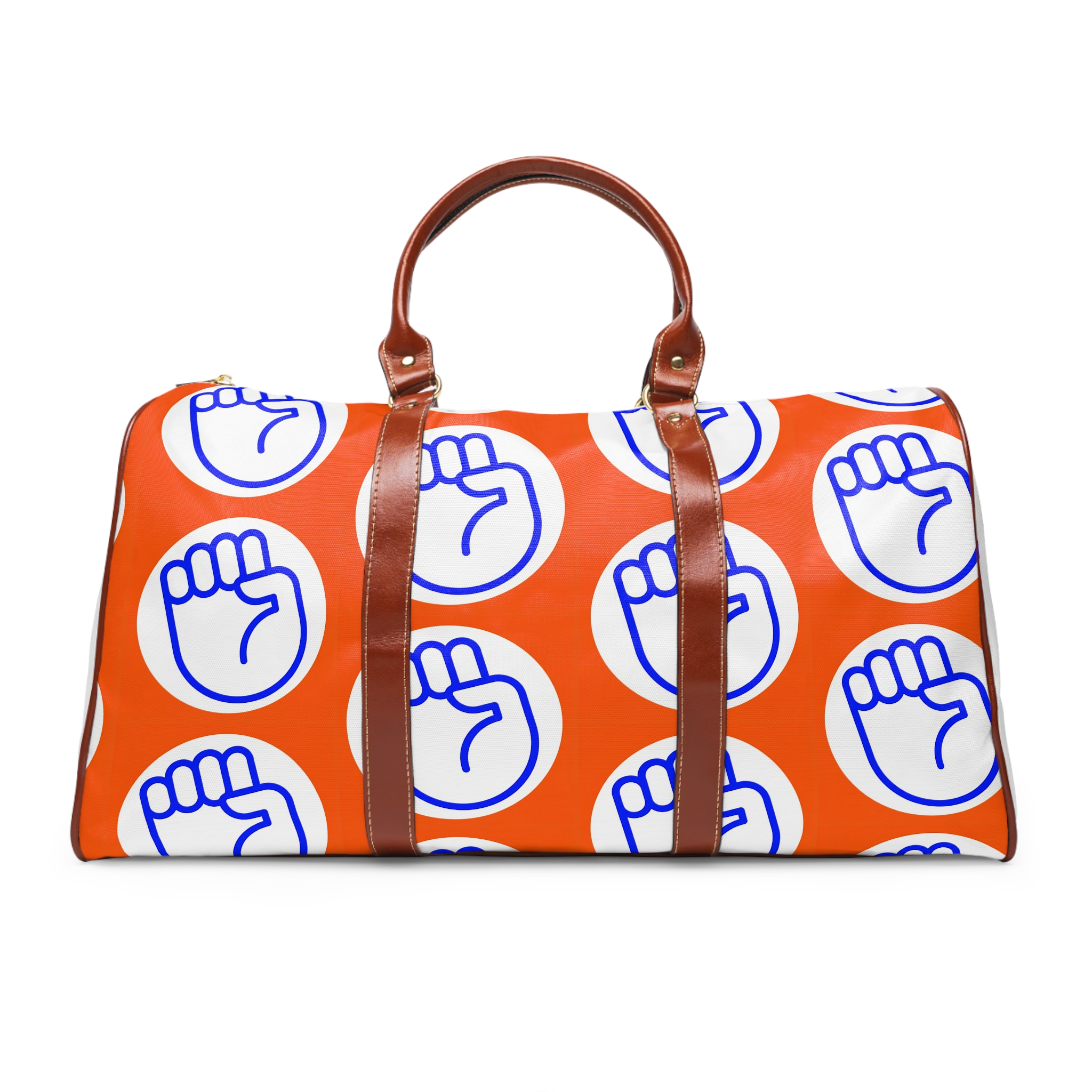Bold Fist Waterproof Travel Bag — Orange & Blue Statement Weekender - Image 2