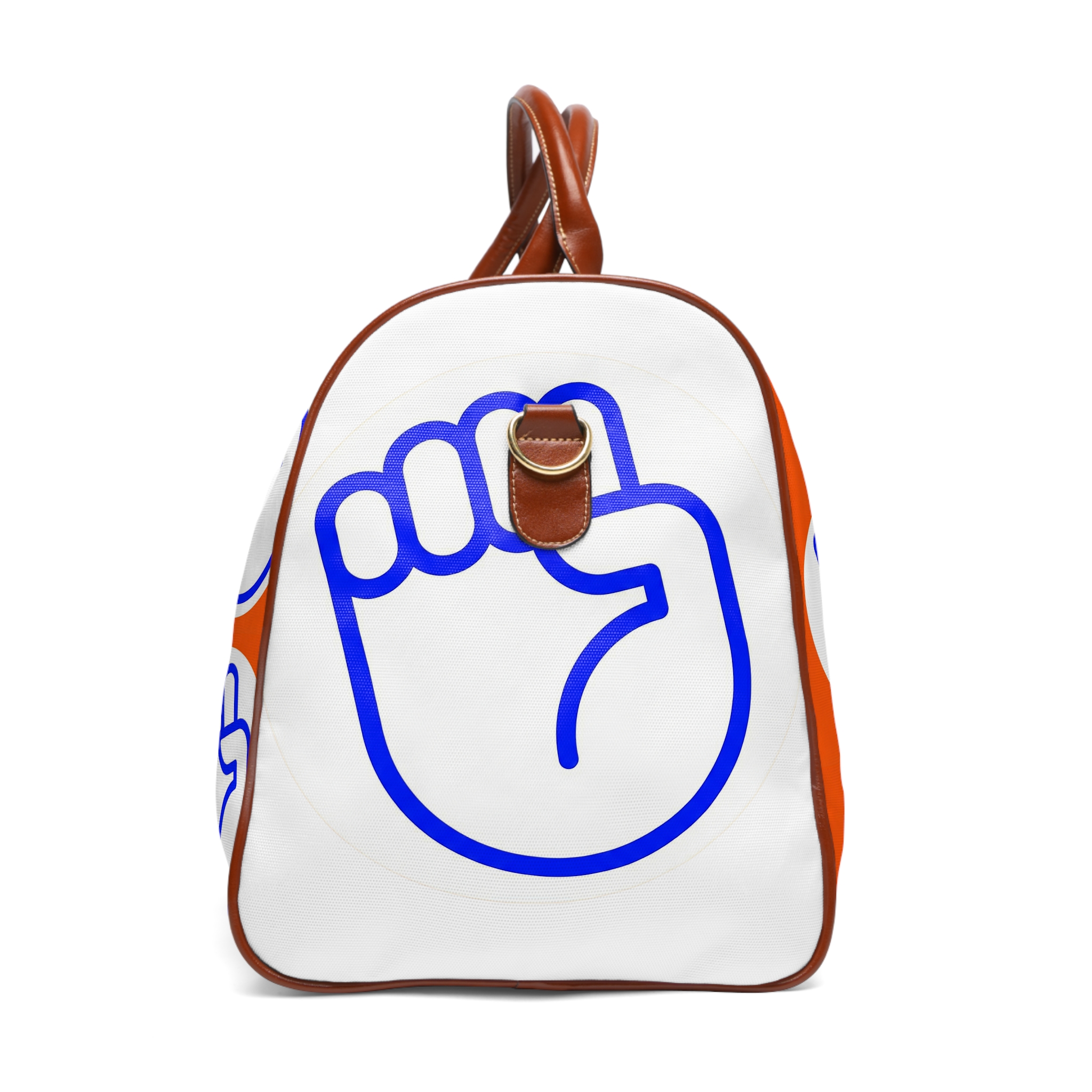 Bold Fist Waterproof Travel Bag — Orange & Blue Statement Weekender - Image 3